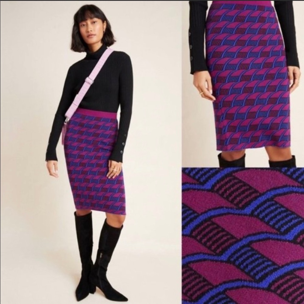 Anthropologie Maeve Nancy sweater pencil skirt size S